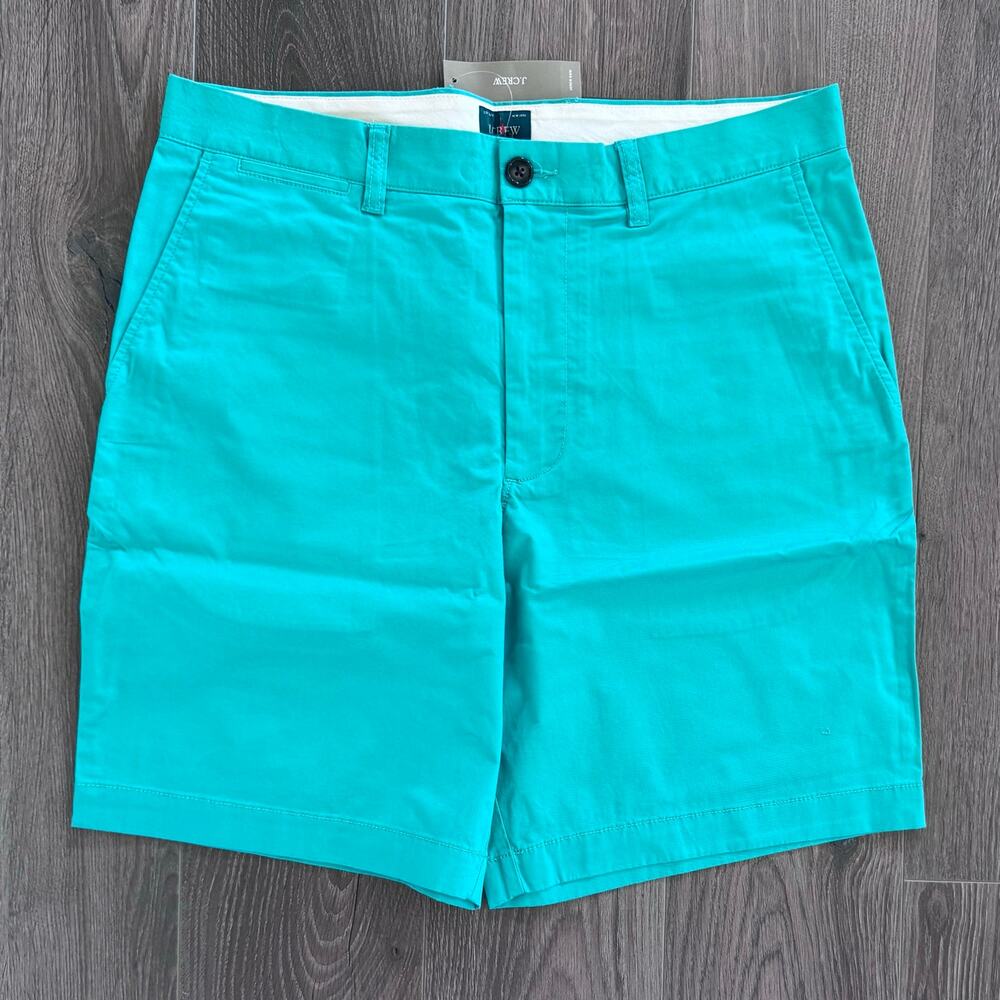 J.Crew Stretch Cotton Twill Shorts Portsider Preppy Green Sz 34 9 Inch Inseam